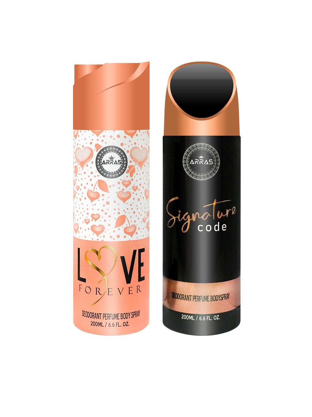 

Arras Pack of 2 Love Forever & Signature Code Deodorant Body Spray, 200ml Each, White