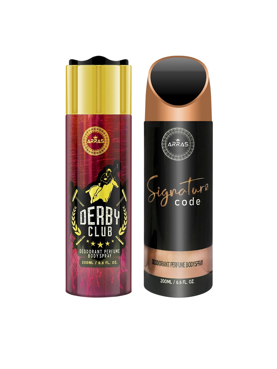 

Arras Set Of 2 Derby Club & Signature Code Deodorant Body Spray - 200ml, Maroon