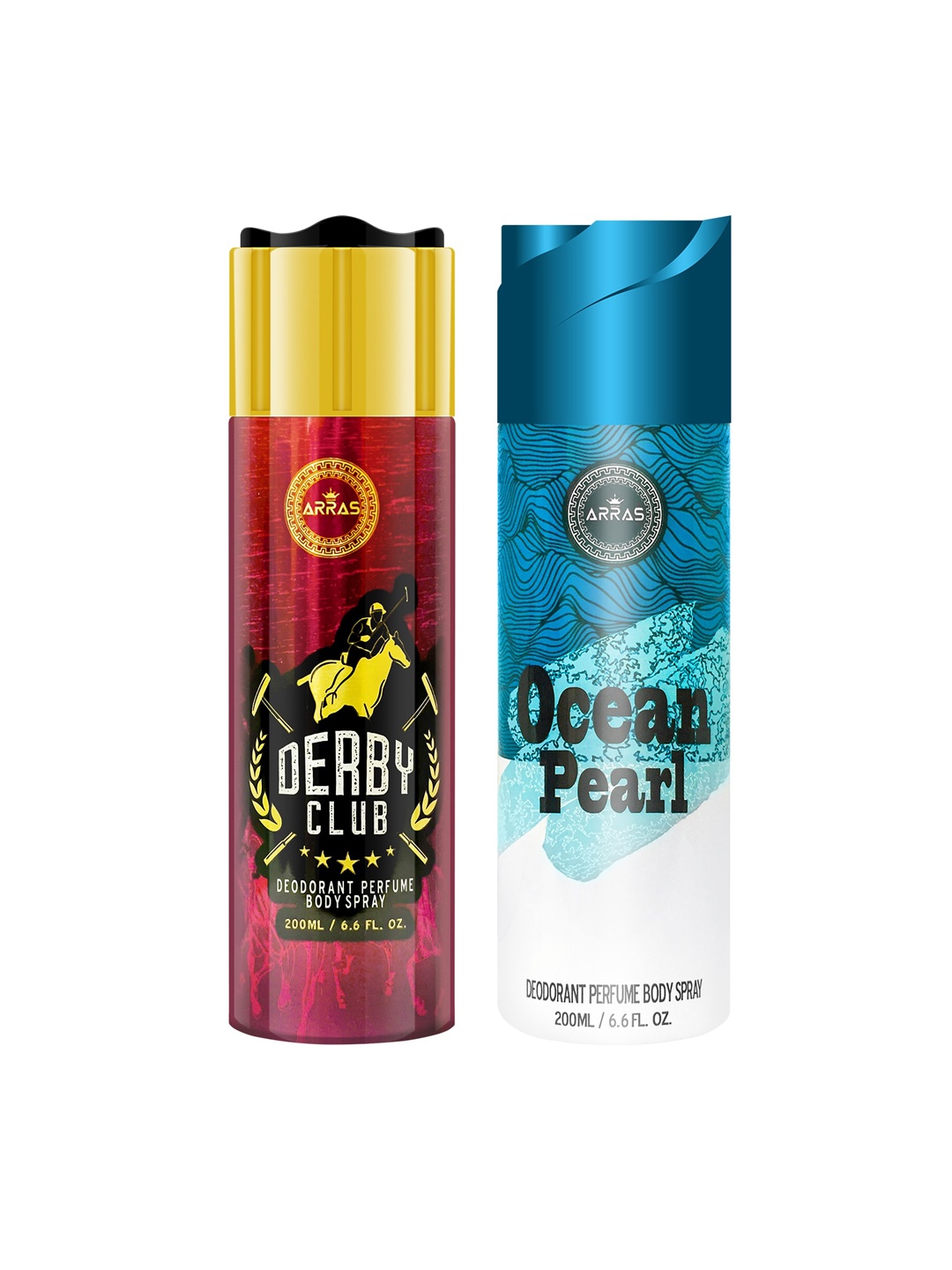 

Arras Pack of 2 Derby Club & Ocean Pearl Deodorant Body Spray, 200ml Each, Maroon