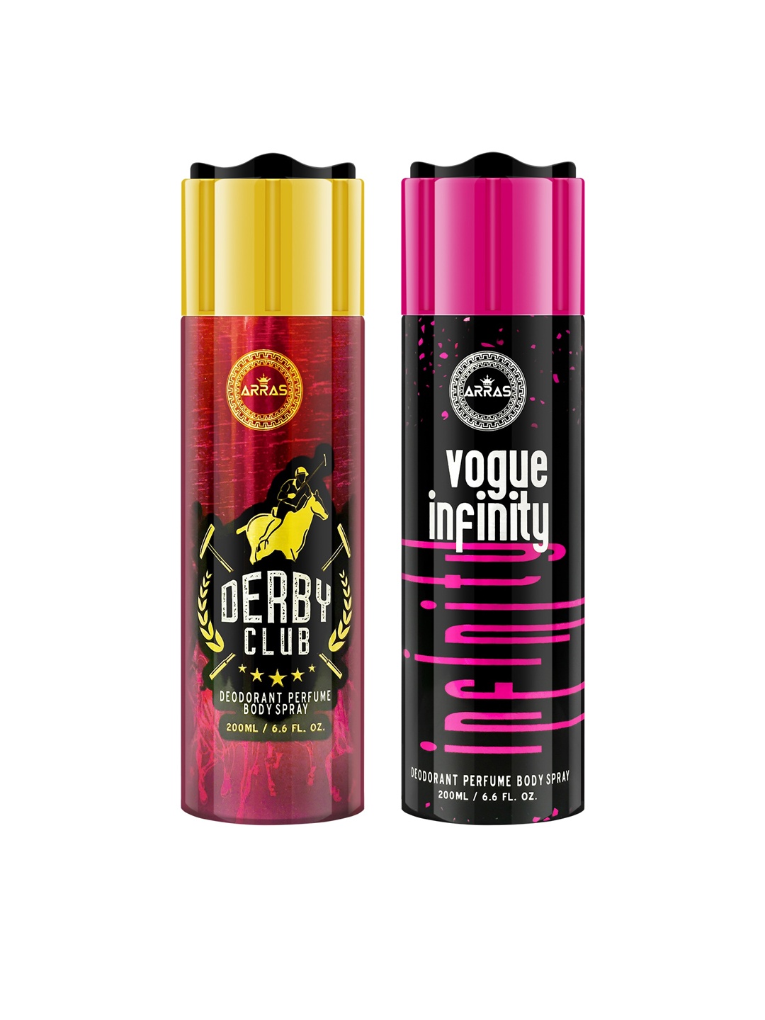 

Arras Set of 2 Derby Club & Vogue Infinity Deodorant Body Spray, 200ml, Maroon