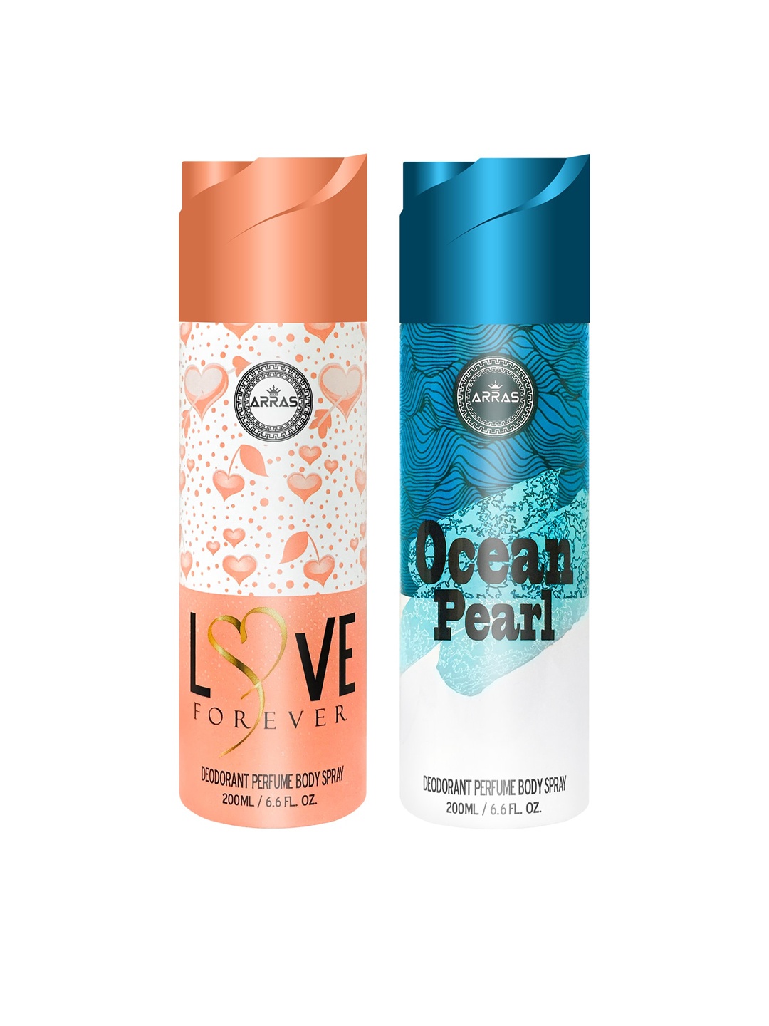

Arras Set of 2 Love Forever & Ocean Pearl Deodorant Body Spray, 200ml, White