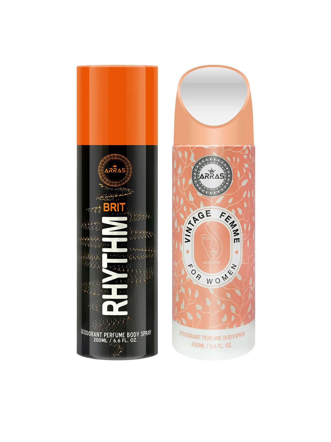 

Arras Set of 2 Brit Rhythm & Vintage Femme Deodorant Body Spray - 200ml, Black