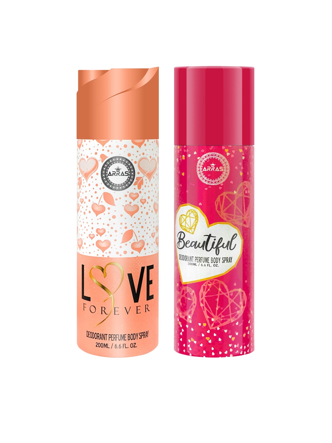 

Arras Set of 2 Love Forever & Beautiful Deodorant Body Spray 200ml, White