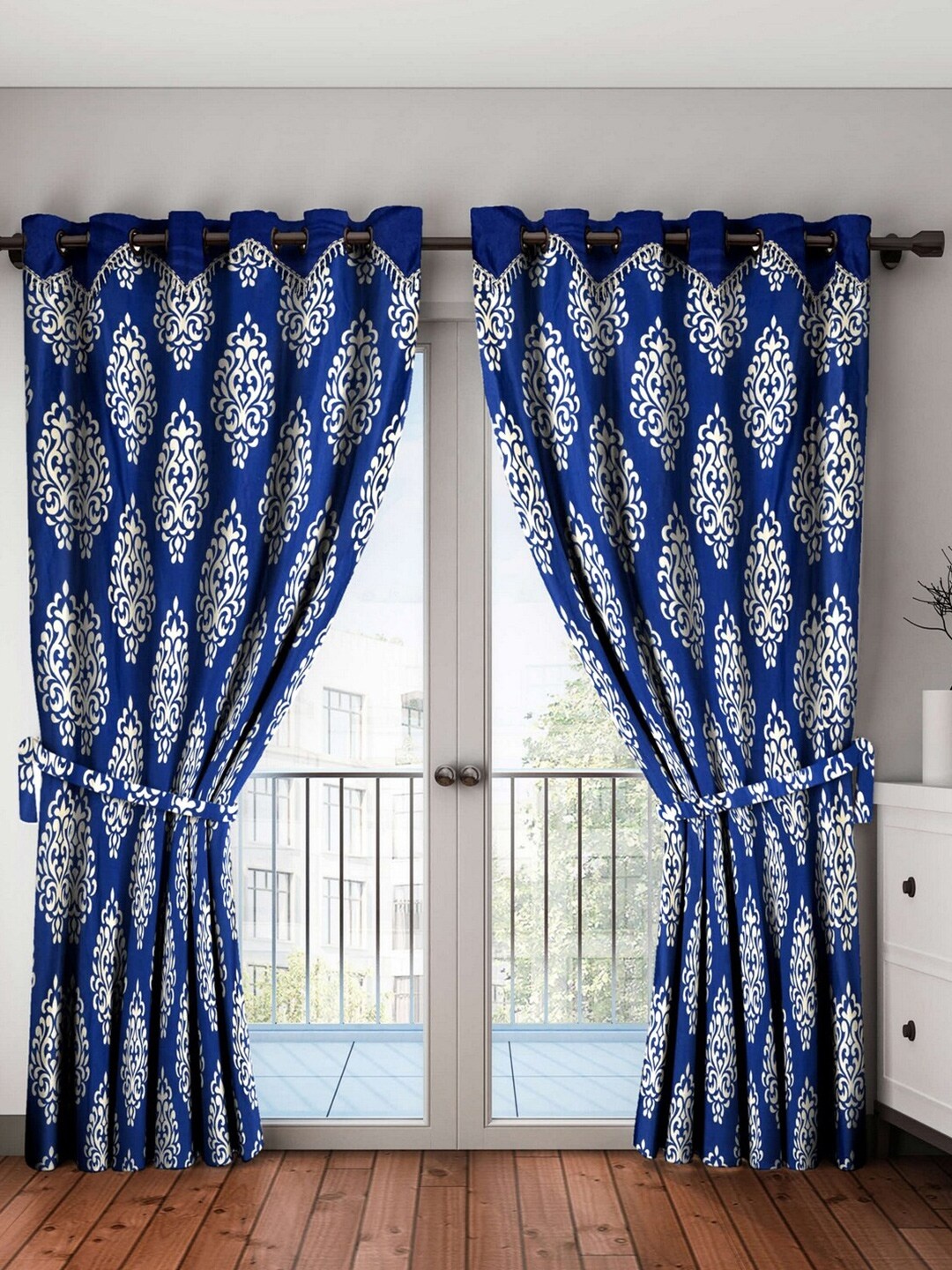 

Home Sizzler Blue & White Set of 2 Ethnic Motifs Long Door Curtains