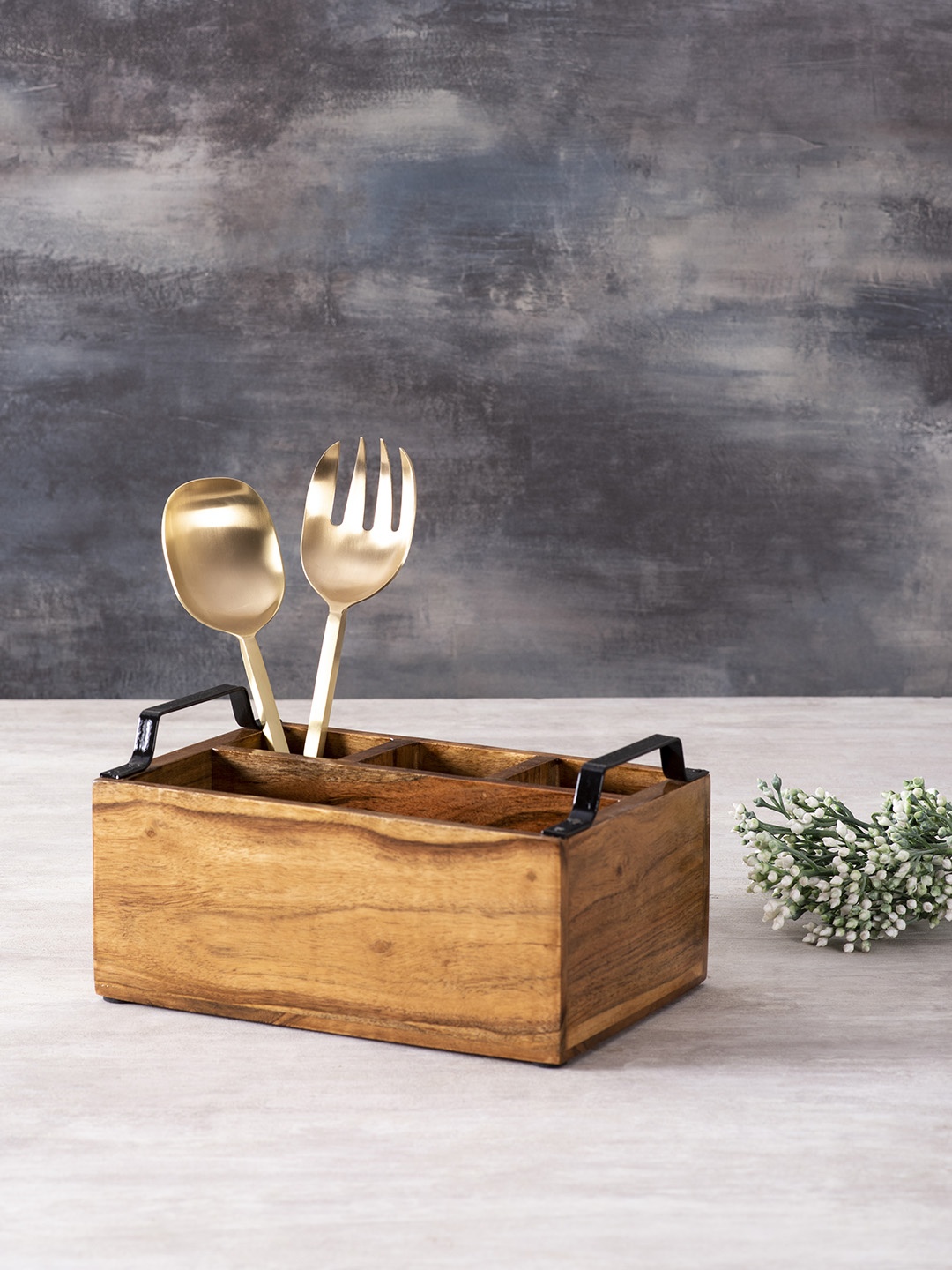 

nestroots Brown Wooden Cutlery Holder