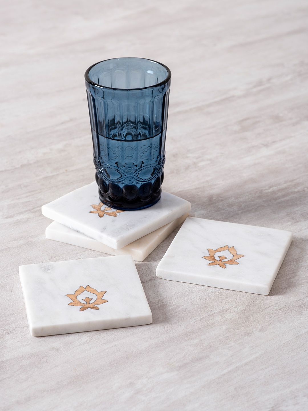 

NikkisPride Set Of 4 White & Brown Patterned Coasters