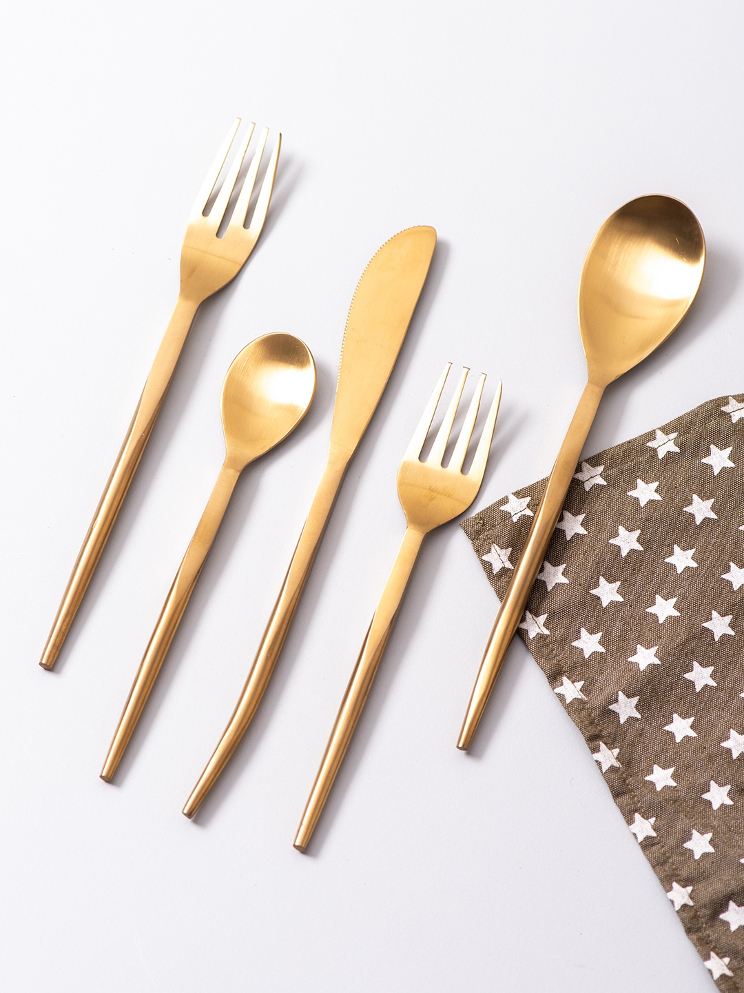 

nestroots Set of 5 Copper-Toned Stainless Steel Glossy Serving Cutlery