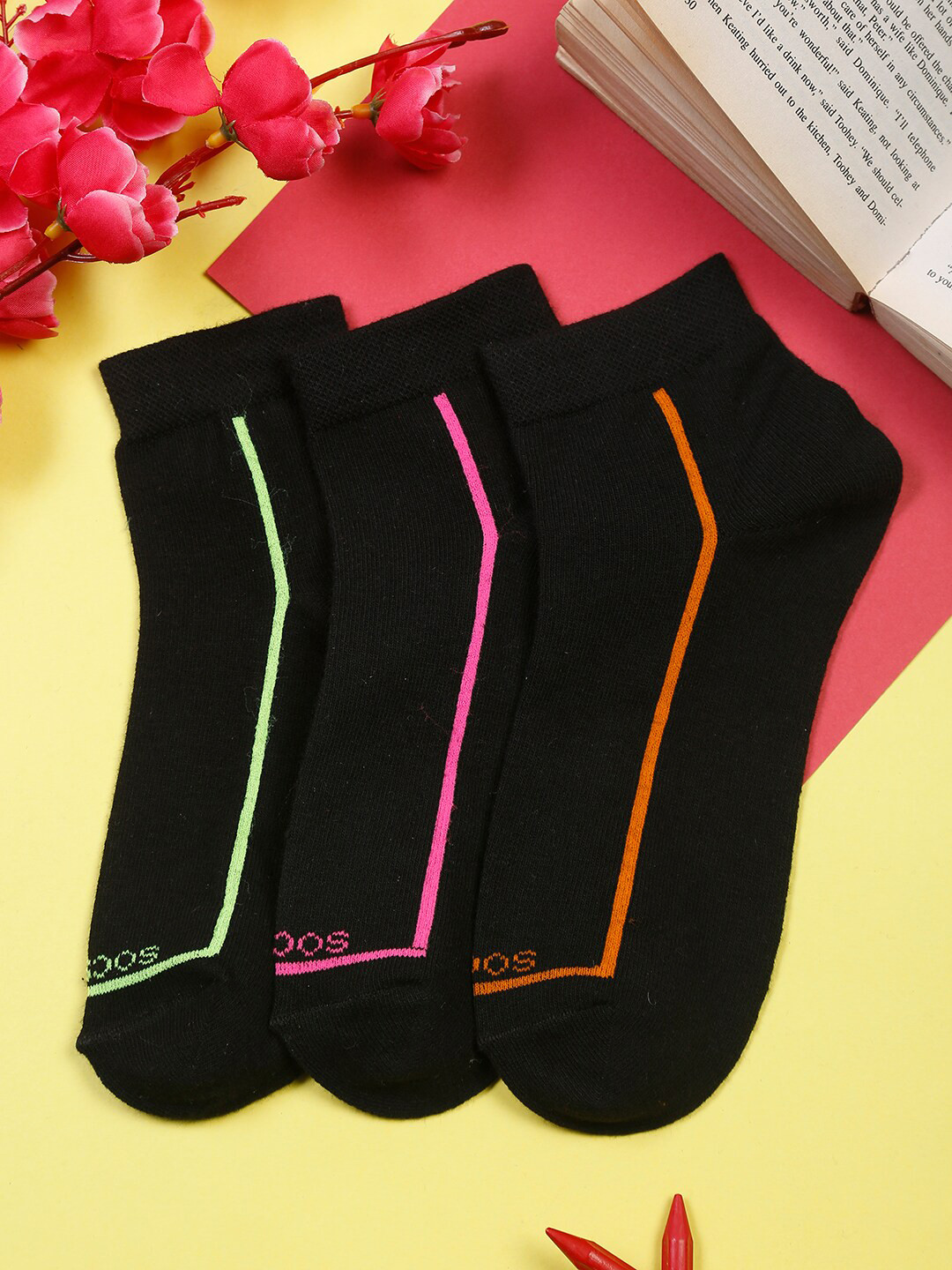 

MUTAQINOTI Women Assorted Pack of 3 Solid Rich Cotton Ankle Length Socks