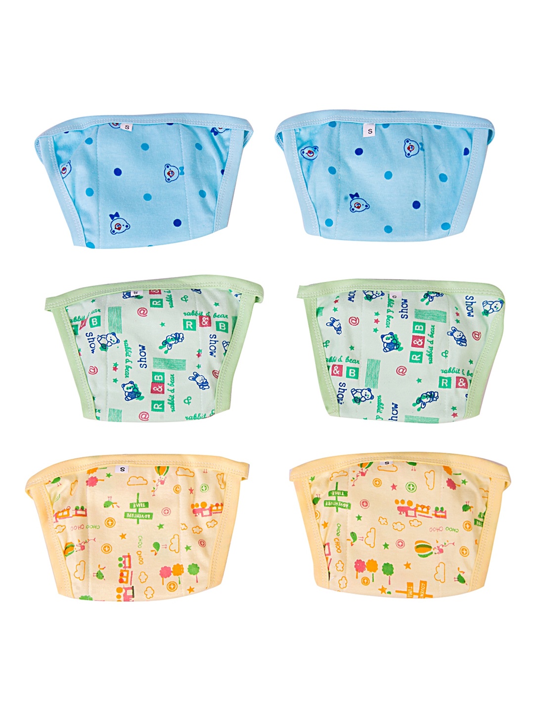 

Baby Moo Set of 6 Printed Hosiery Cotton Padded Langots, Yellow