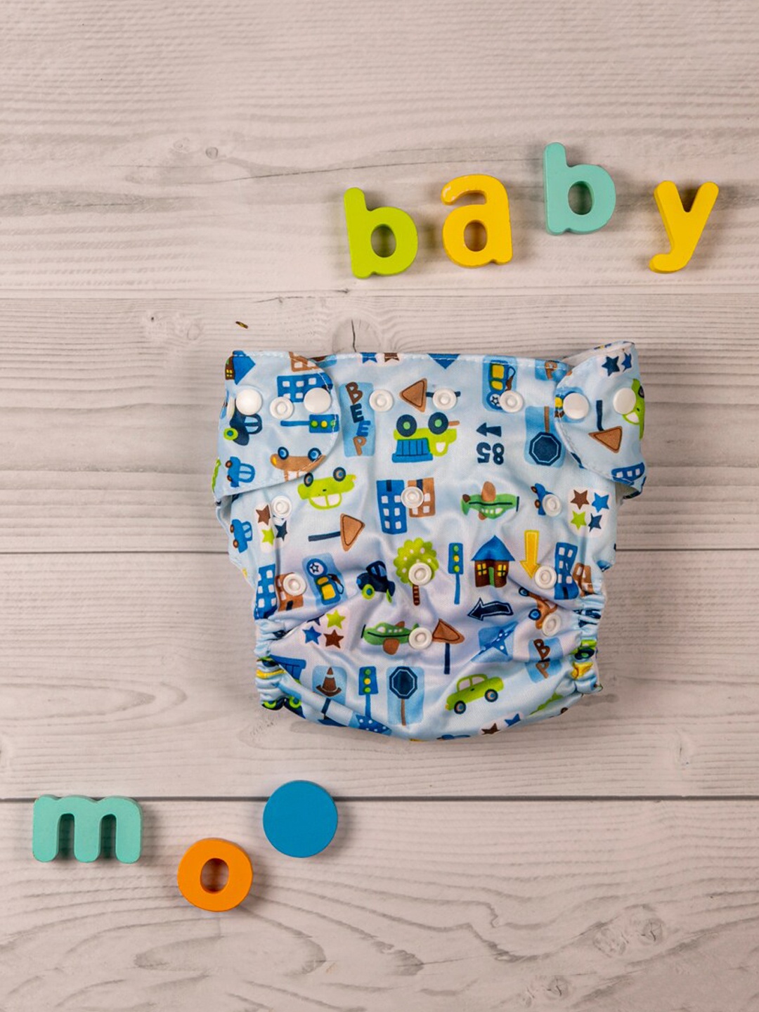 

Baby Moo Blue Wanderlust Adjustable & Washable Diaper