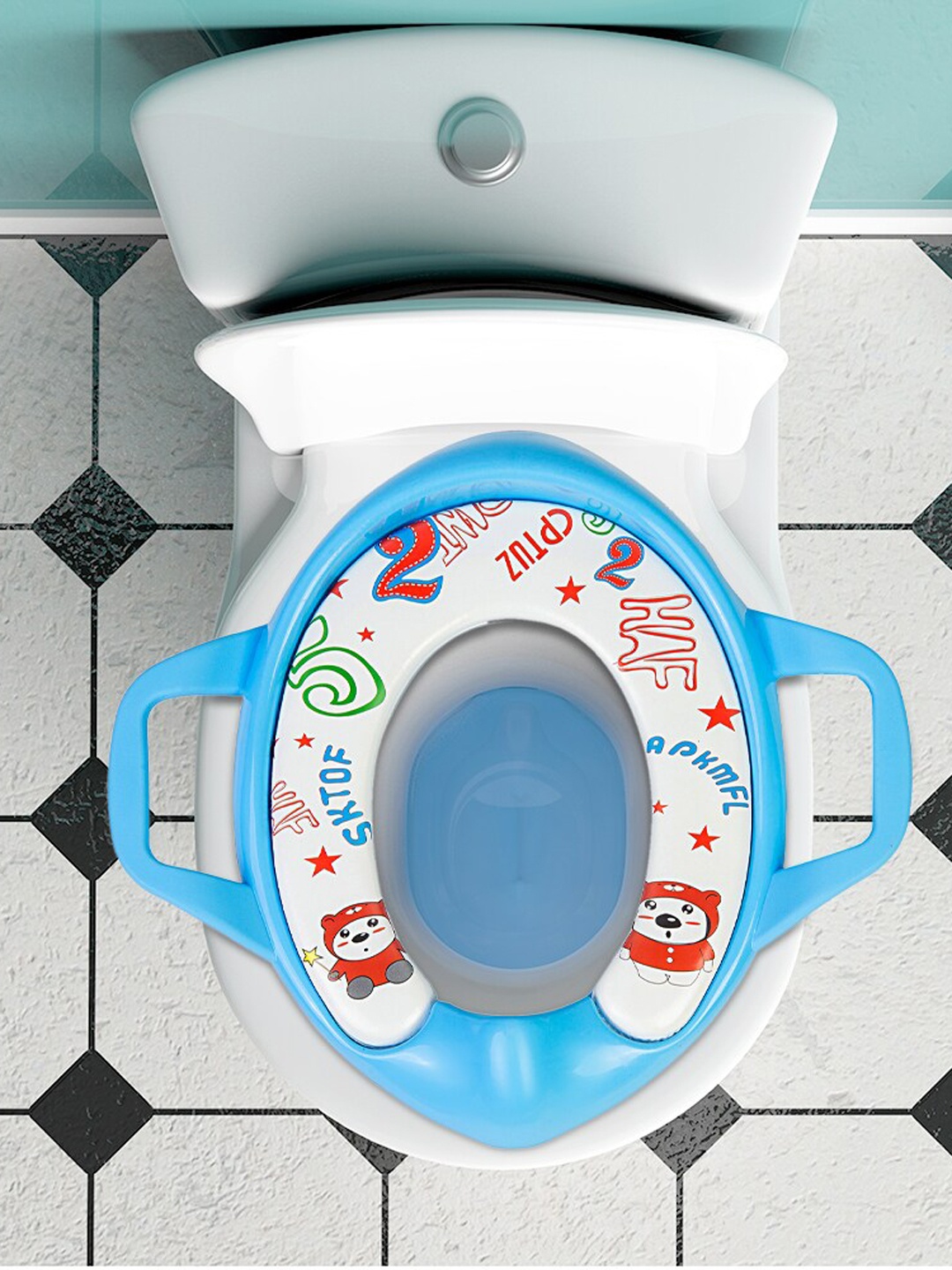 

Baby Moo Kids Blue & White Kitty Printed Potty Seat With Handle