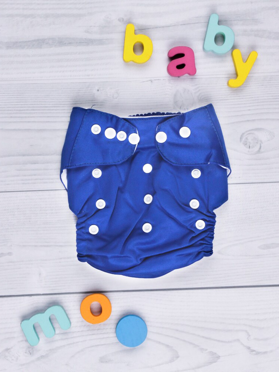 

Baby Moo Kids Blue & White Printed Adjustable & Washable Diaper