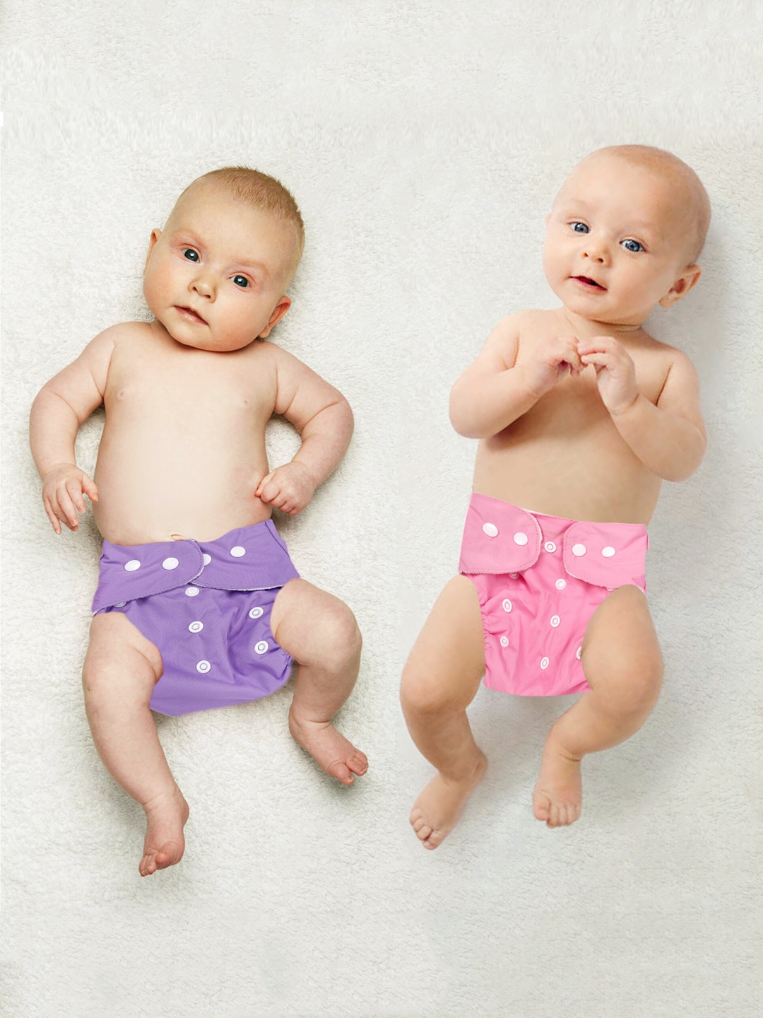 

Baby Moo Infant Kids Pack Of 2 Solid Adjustable & Washable Diapers, Pink