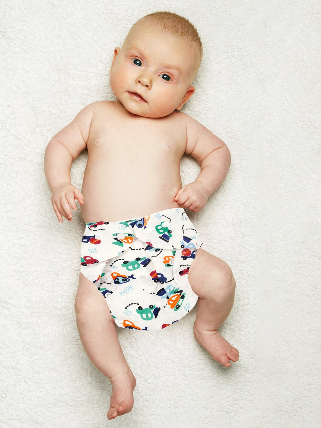 

Baby Moo Kids Multicoloured Speed Racer Printed Reusable Diaper, Multi
