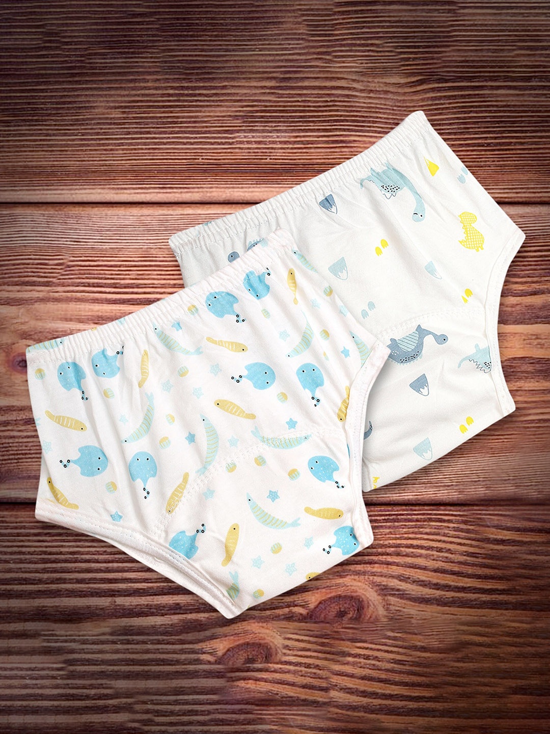

Baby Moo Infants Multicoloured Pack of 2 Printed Adjustable & Washable Cloth Diaper, Multi