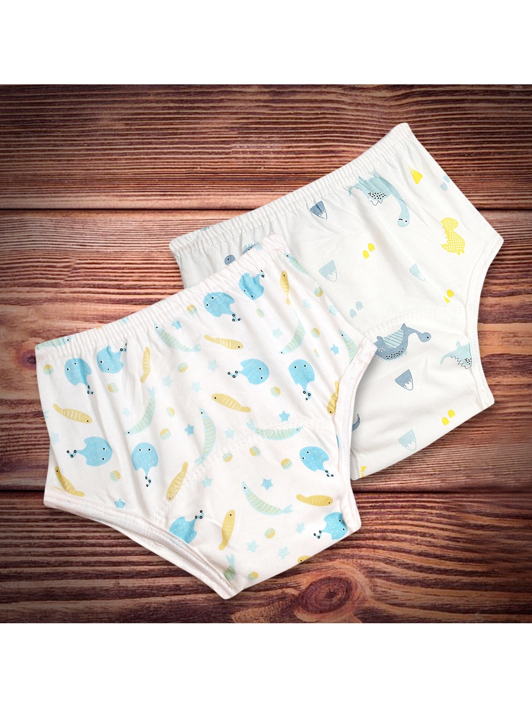 

Baby Moo Kids Pack Of 2 Multicoloured Adjustable & Washable Cloth Diapers, Multi