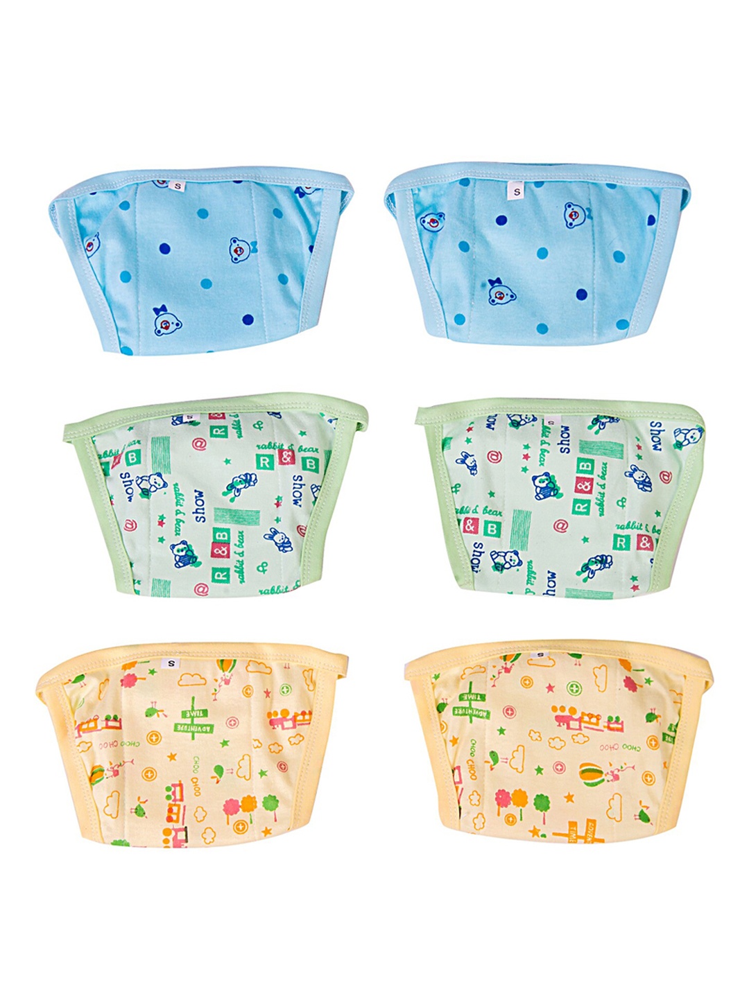 

Baby Moo Infants Yellow & Green Pack of 6 Printed Langot Diapers