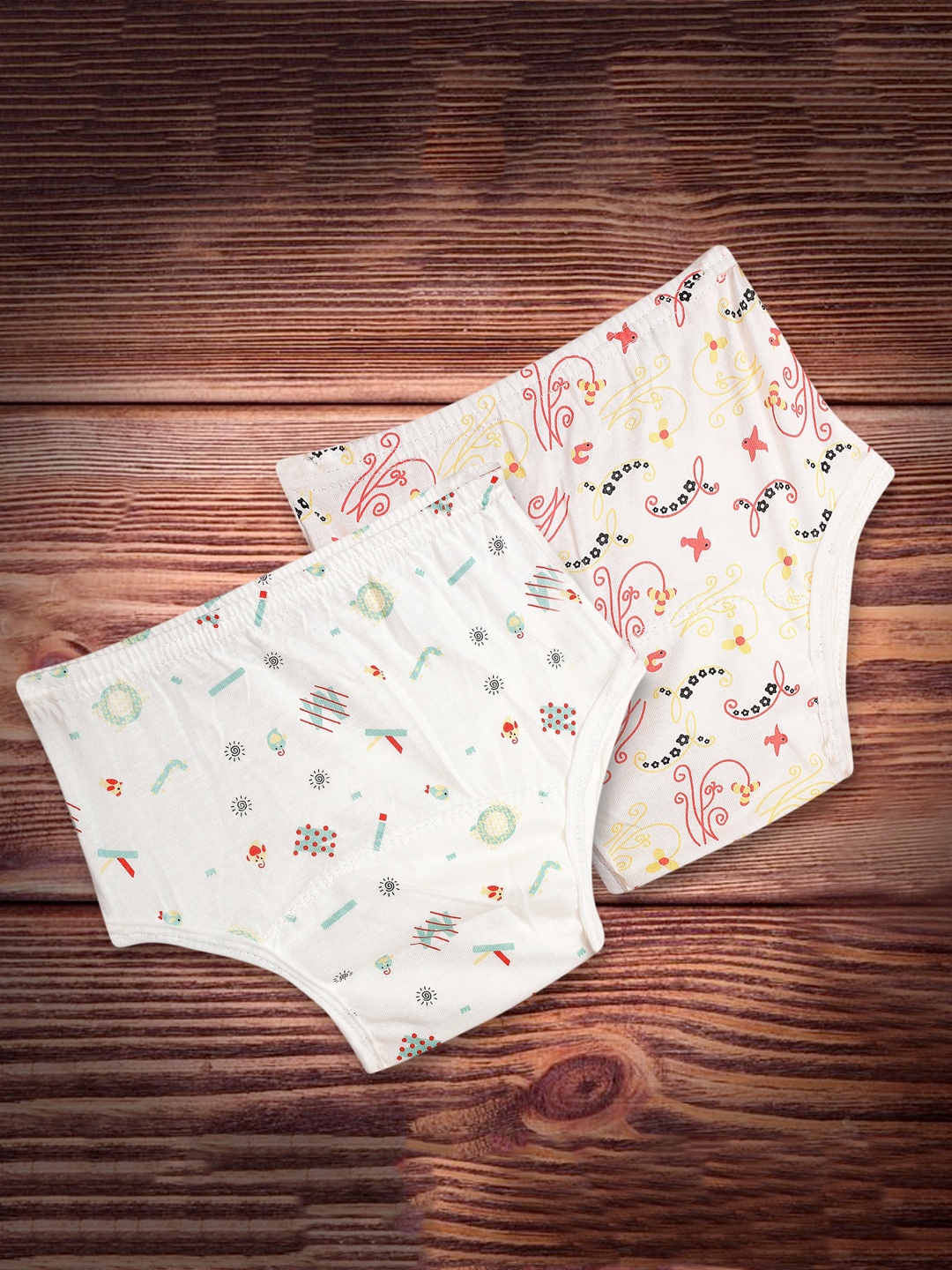

Baby Moo Infants Multicoloured Pack of 2 Printed Adjustable & Washable Cloth Diaper, Multi