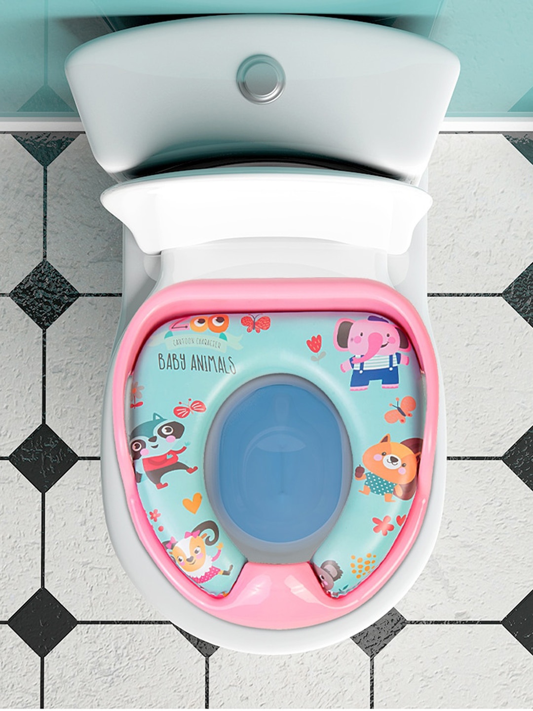 

Baby Moo Blue And Pink Animal Printed Potty Seat With Handle & Back Support