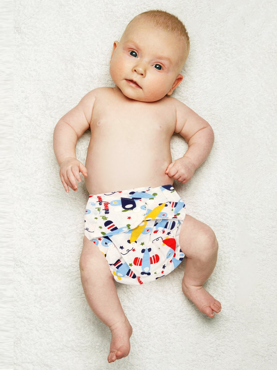 

Baby Moo Kids Multicoloured Flying Planes Printed Reusable Diaper, Multi