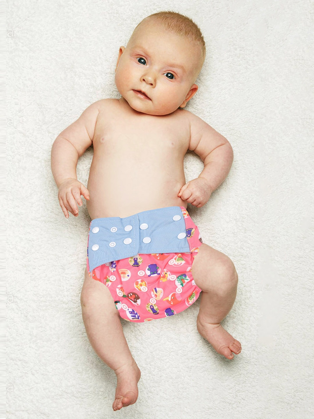 

Baby Moo Infant Kids Pink & Blue Printed Adjustable & Washable Diaper