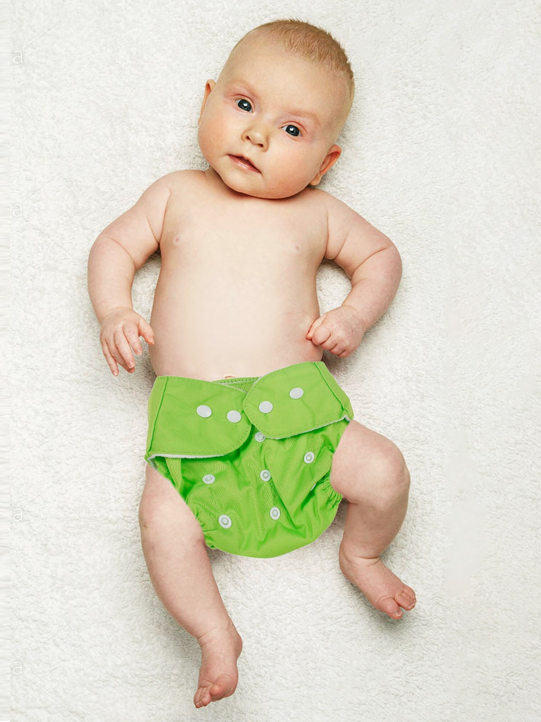 

Baby Moo Kids Green Plain Reusable Diaper