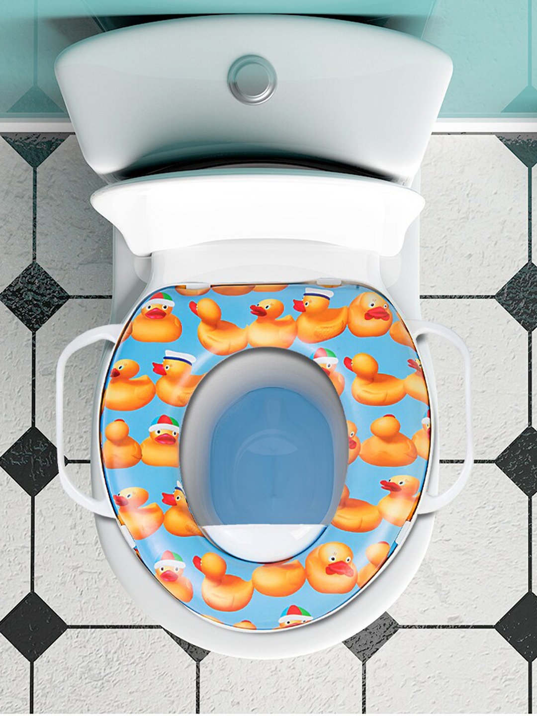 

Baby Moo Blue & Orange Ducks Printed Potty Seat With Handle