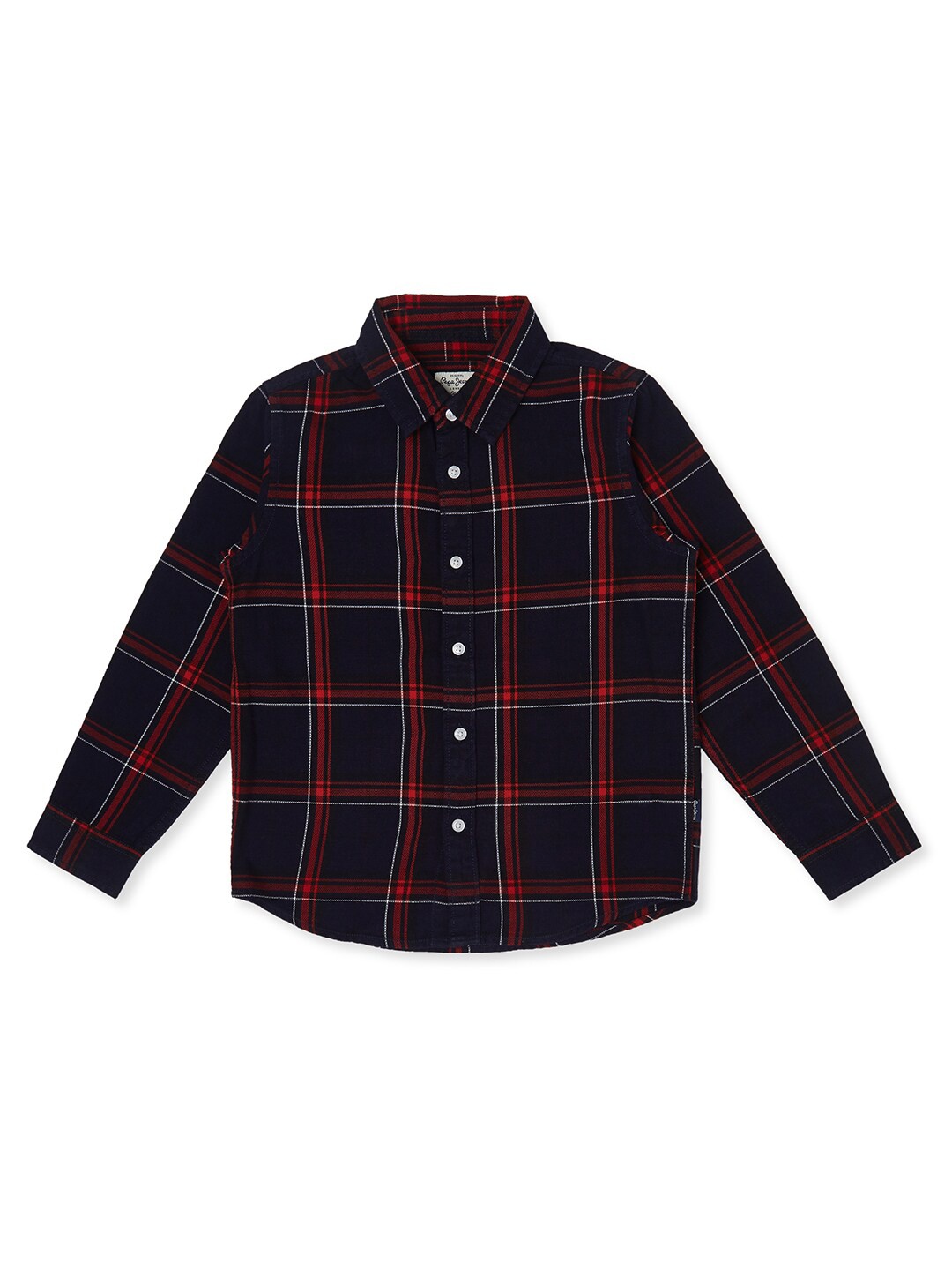 

Pepe Jeans Boys Blue Windowpane Checks Checked Cotton Casual Shirt