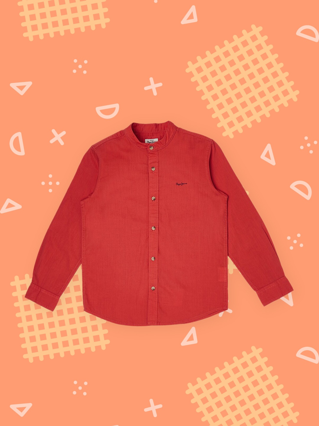 

Pepe Jeans Boys Red Solid Pure Cotton Casual Shirt