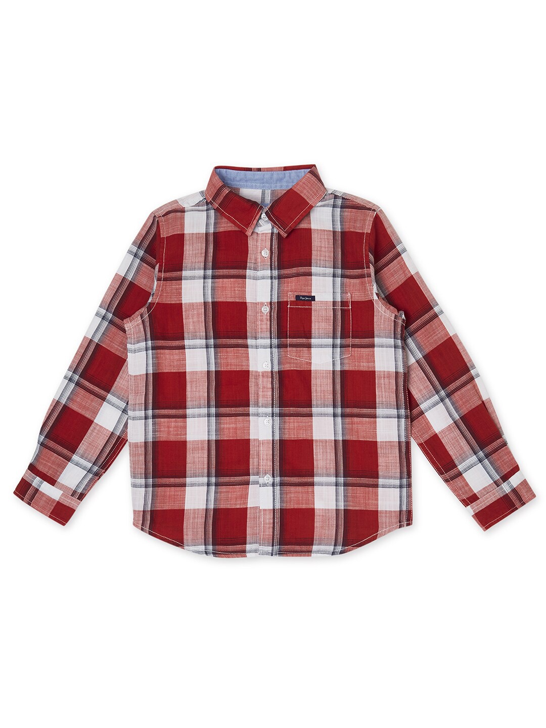 

Pepe Jeans Boys Red Pure Cotton Checked Slim Fit Casual Shirt