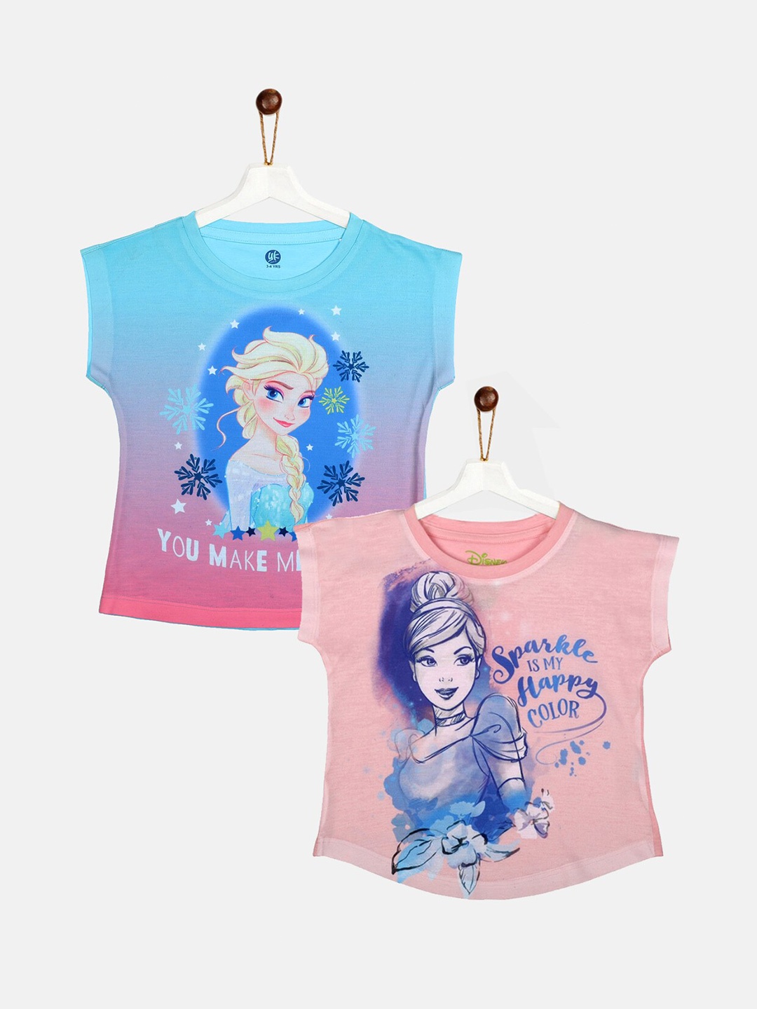 

YK Disney Girls Pack of 2 Elsa T-Shirts, Blue