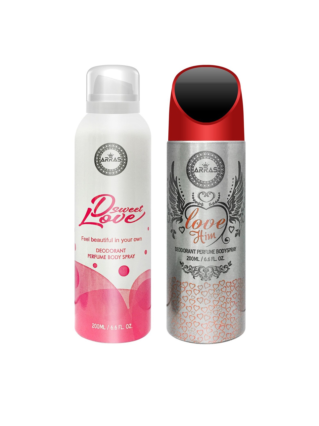 

Arras Set Of 2 D Sweet Love Pink & Love Him Deodorant Body Spray, White