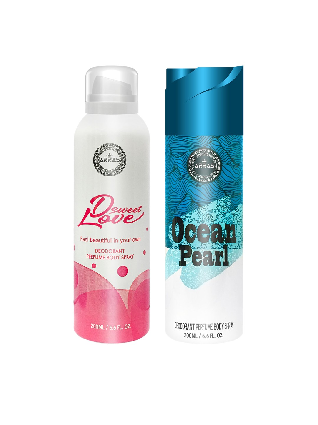 

Arras Set of 2 D Sweet Love Pink & Ocean Pearl Deodorant Body Spray - 400 ml, White