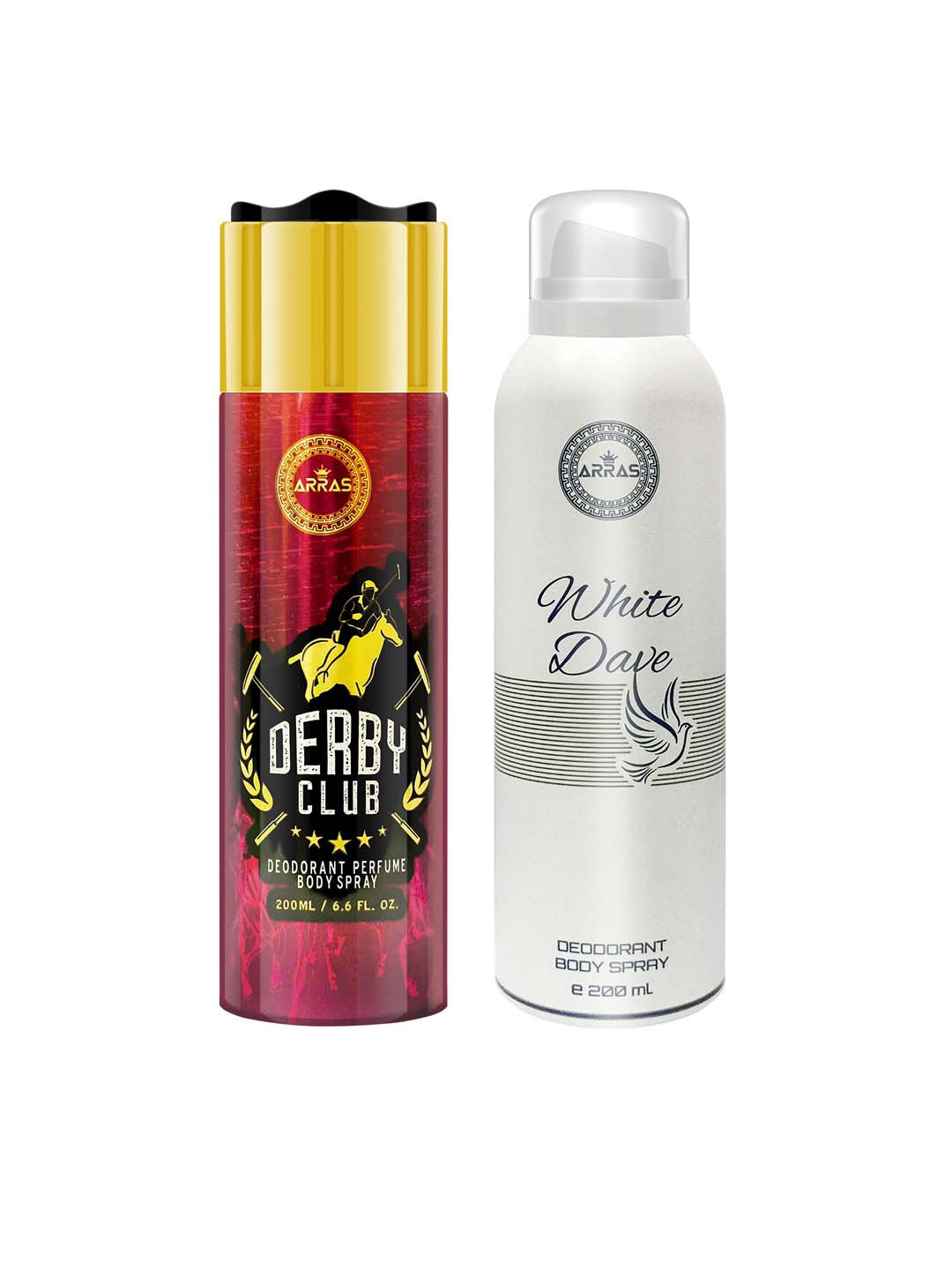 

Arras Set of 2 Derby Club & White Dave Deodorant Body Spray 400 ml, Maroon