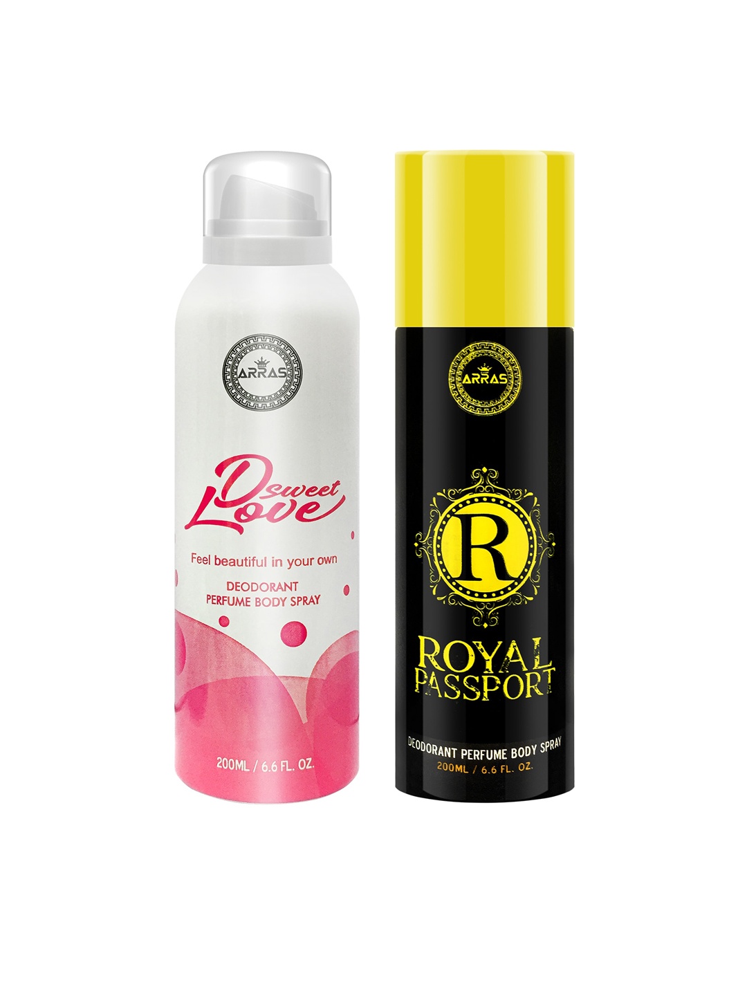 

Arras Set Of 2 D Sweet Love Pink & Royal Passport Deodorant Body Spray, White