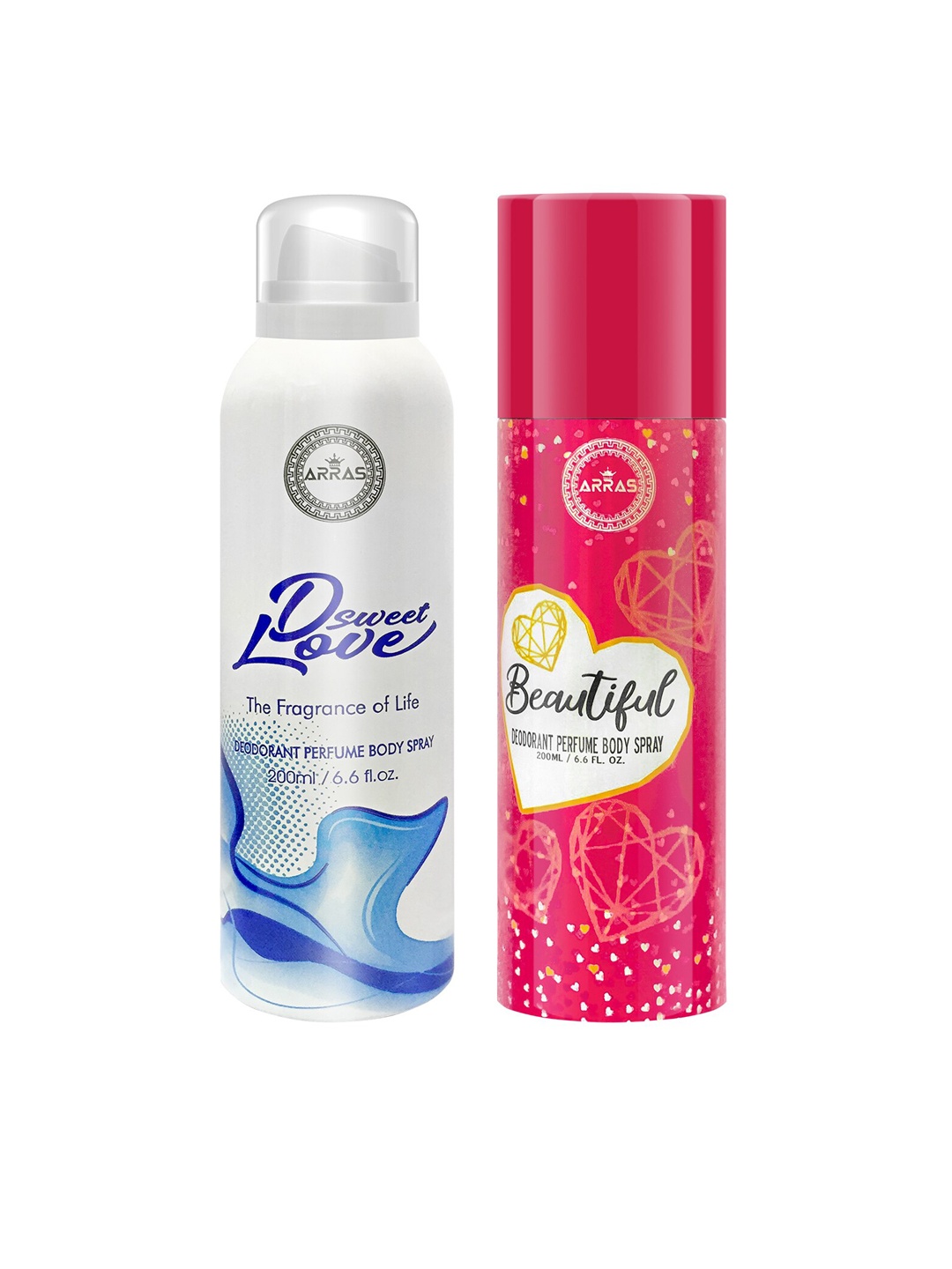 

Arras Set of 2 D Sweet Love Blue & Beautiful Deodorant Body Spray 400 ml, White