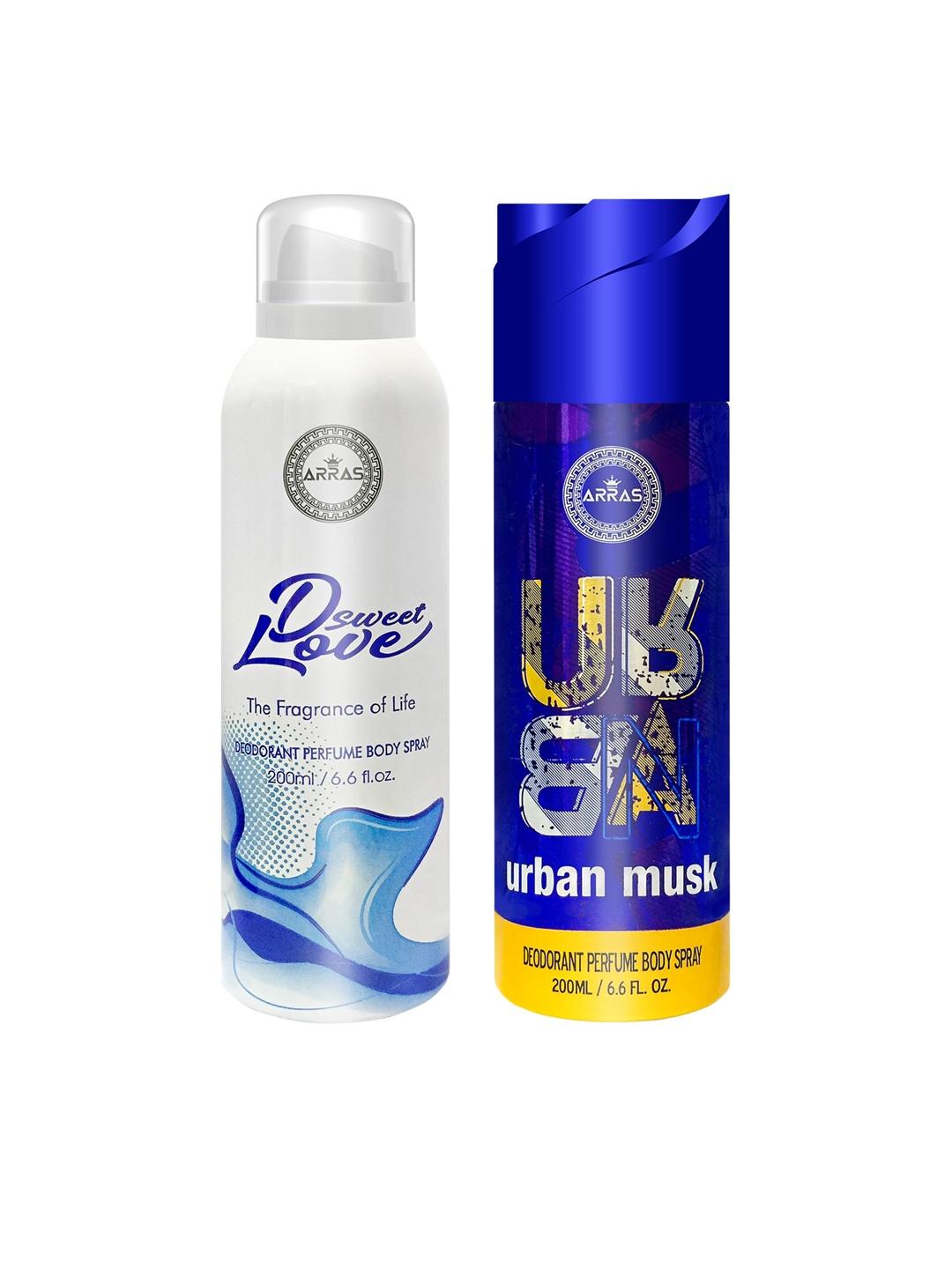 

Arras Set Of 2 D Sweet Love Blue & Urban Musk Deodorant Body Spray, White