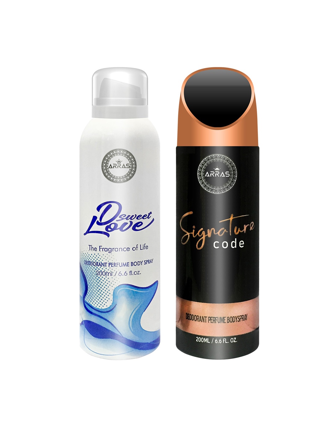 

Arras Set of 2 D Sweet Love Blue & Signature Code Deodorant Body Spray 200 ml, White