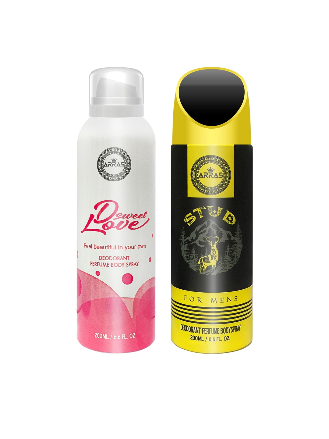 

Arras Set Of 2 D Sweet Love Pink & Stud Deodorant Body Spray, White