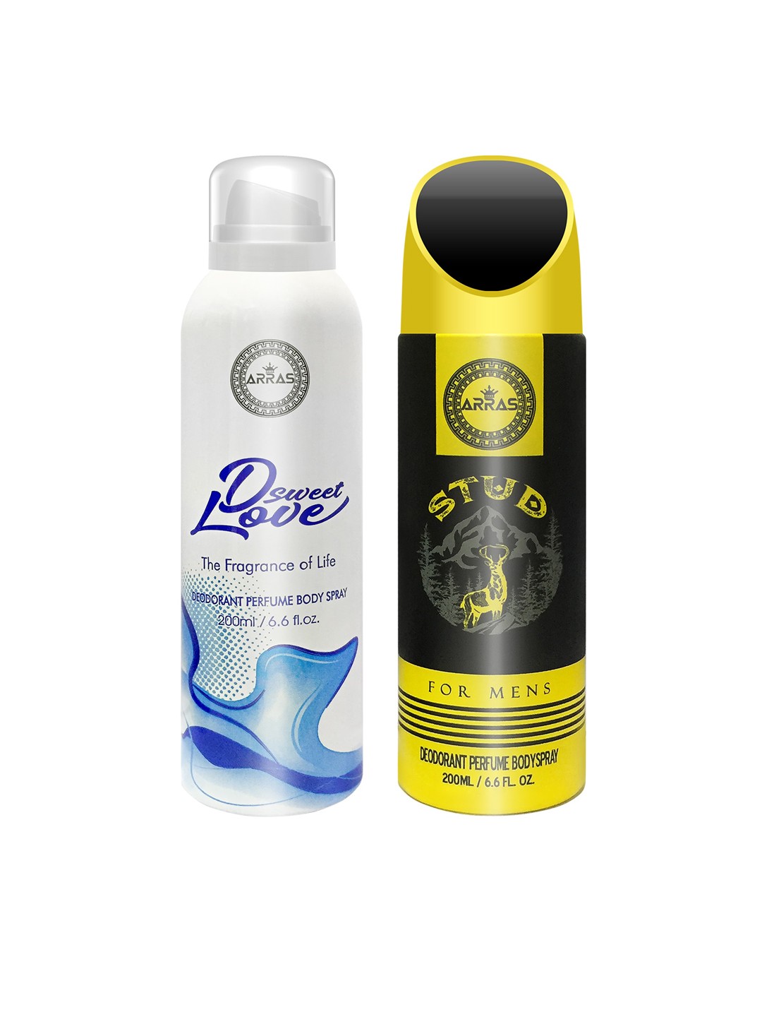 

Arras Pack Of 2 D Sweet Love Blue & Stud Deodorant Body Spray 400 ml, White