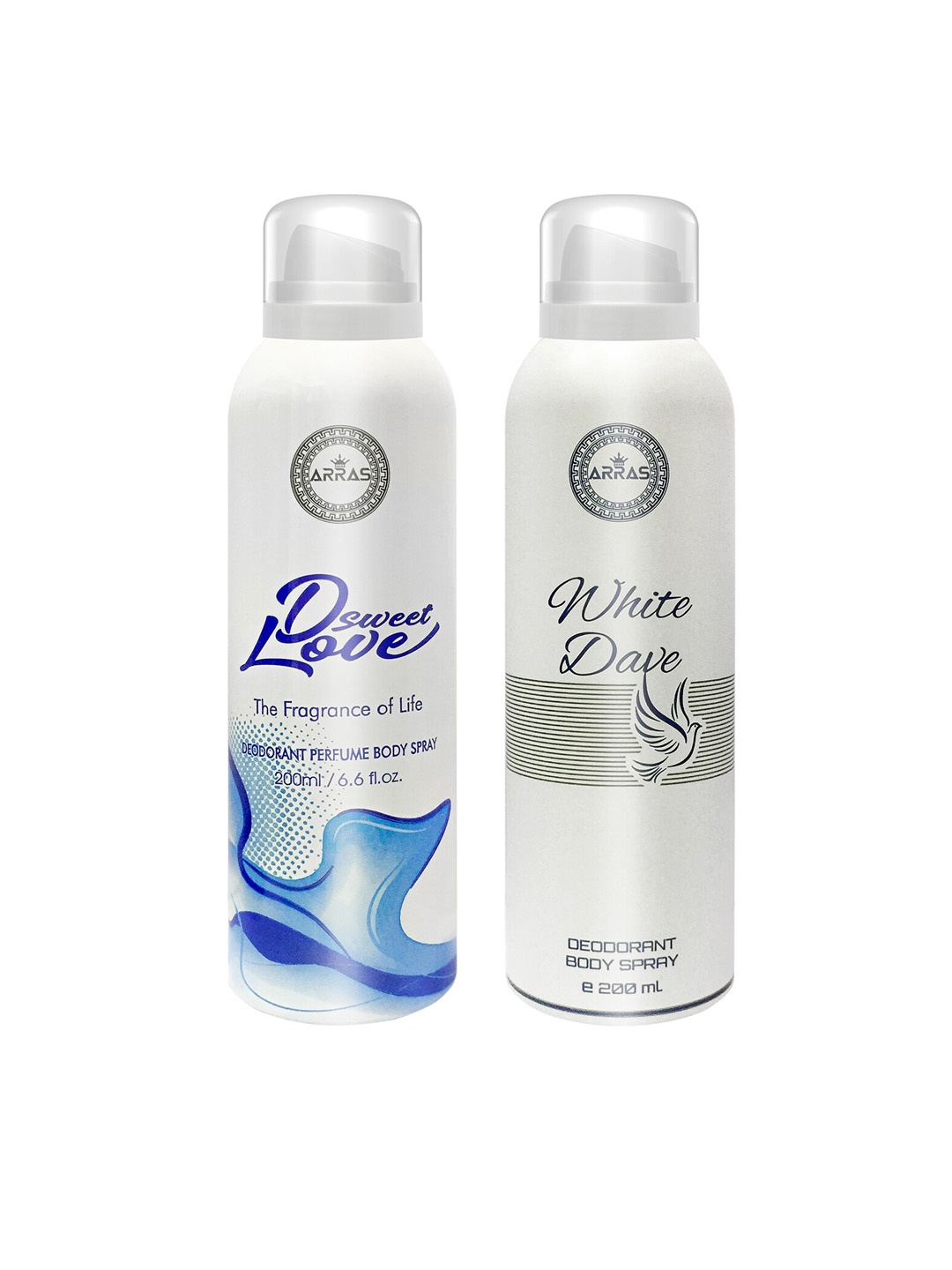 

Arras Set Of 2 Derbry & Love Him Deodorant Body Spray, White