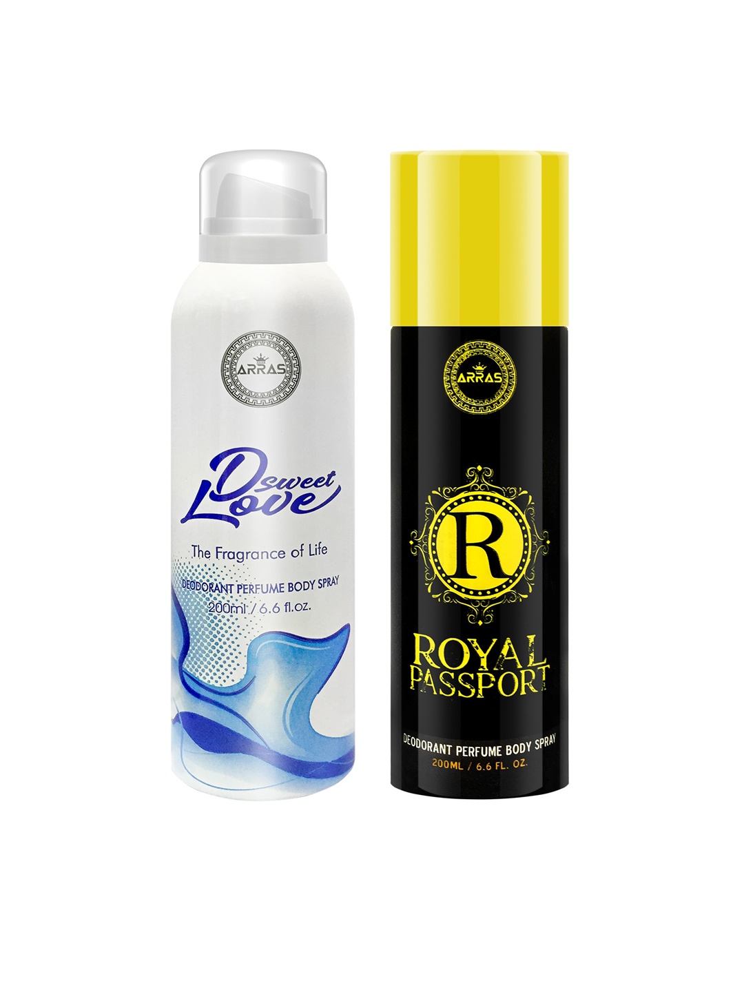 

Arras Set Of 2 D Sweet Love Blue & Royal Passport Deodorant Body Spray - 200ml, White