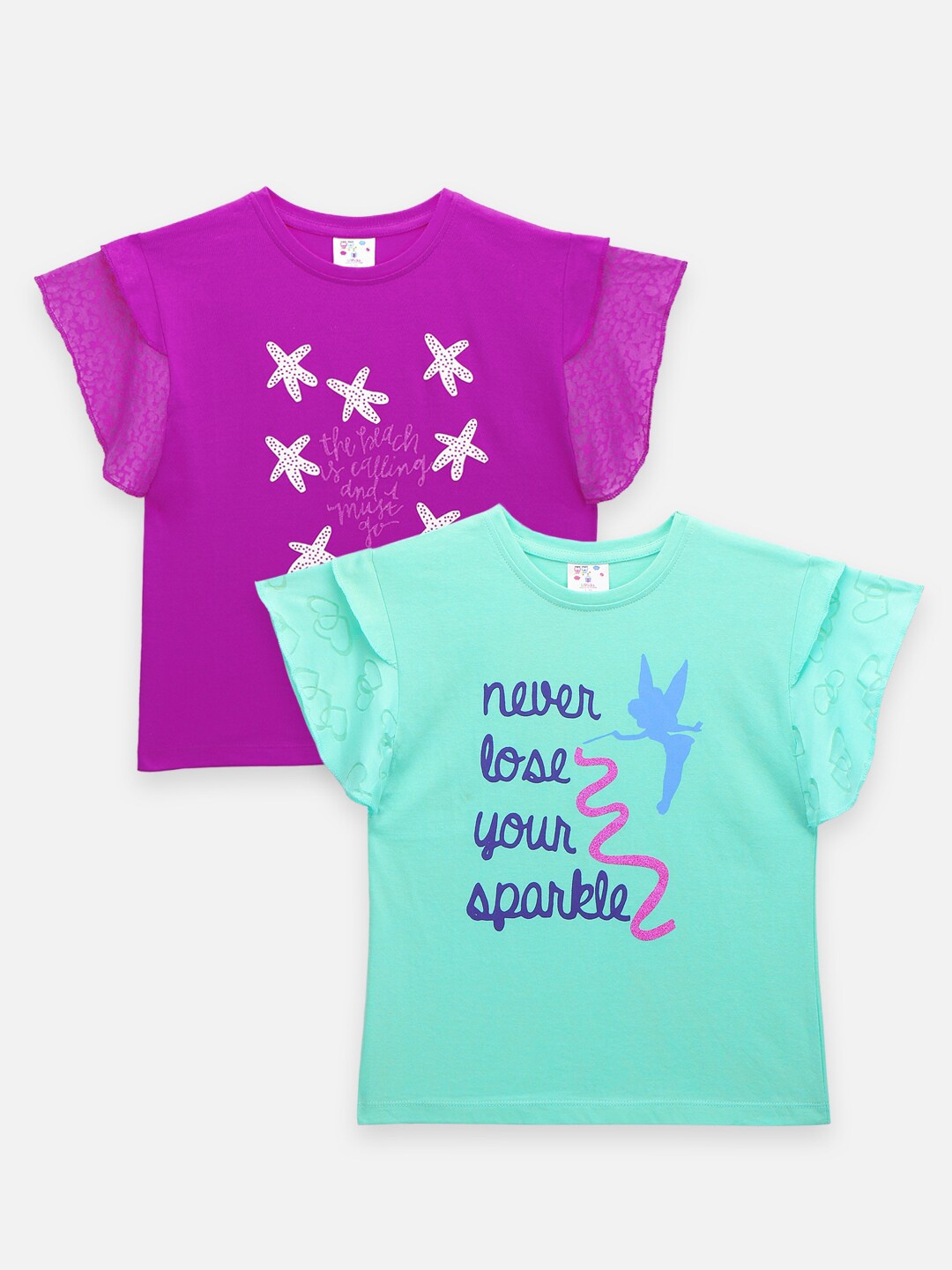 

LilPicks Girls Pack Of 2 Printed Regular Top, Purple