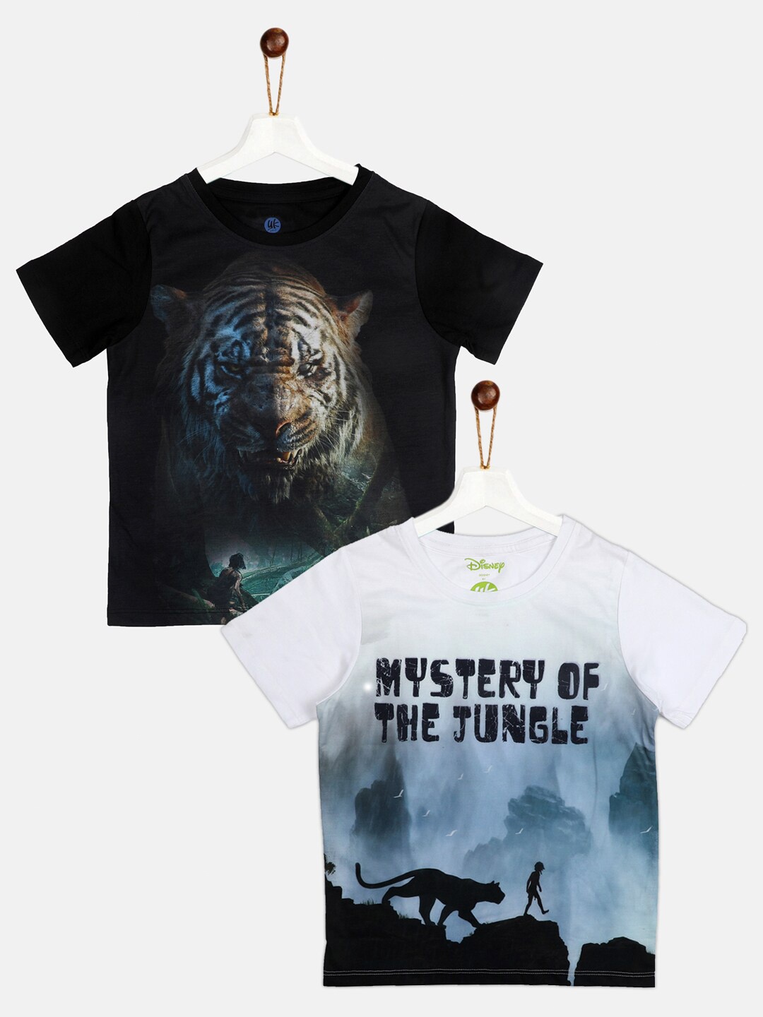 

YK Disney Boys Black 2 Printed T-shirt
