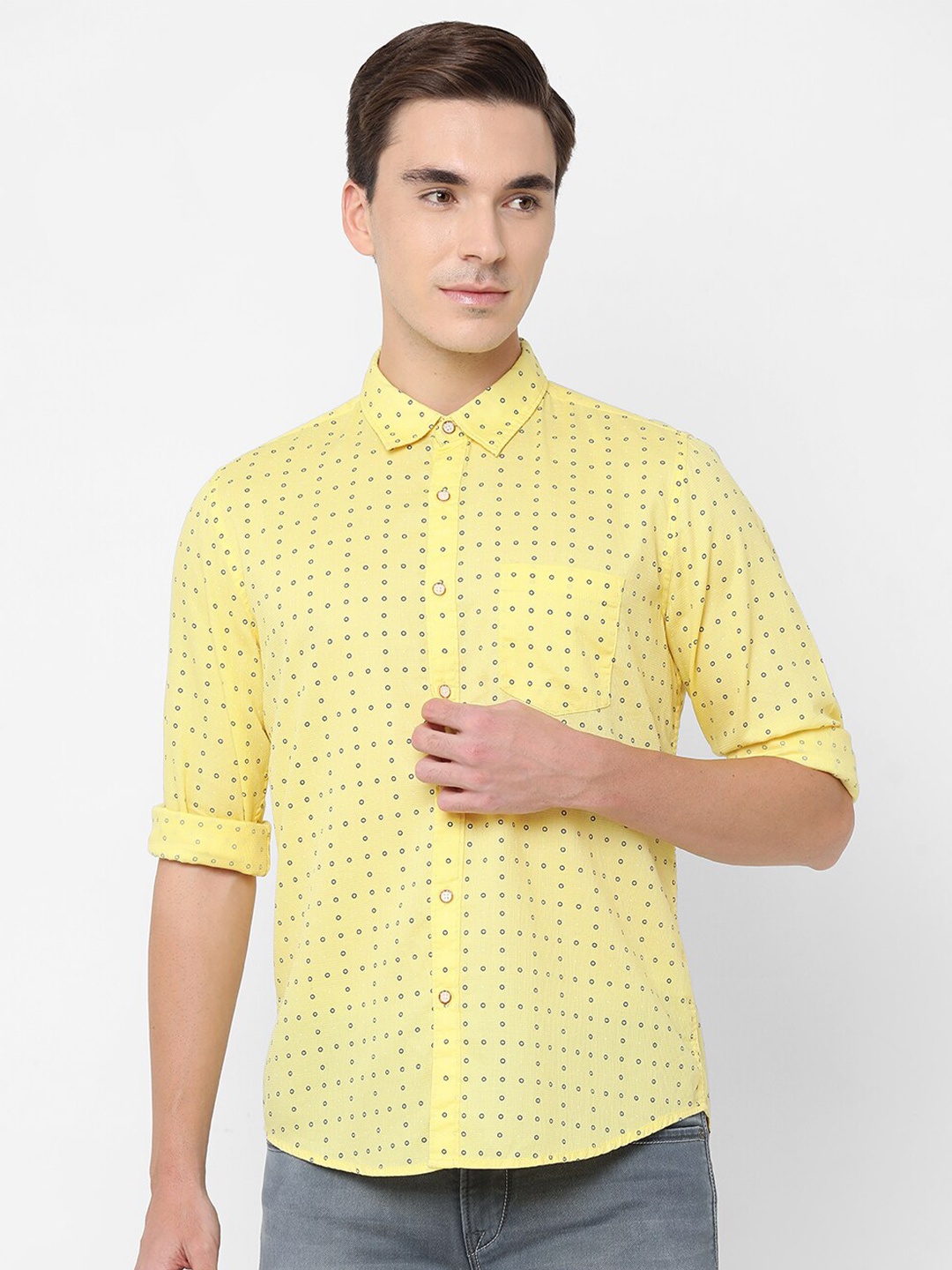 

Pepe Jeans Men Yellow Printed Casual Shirt