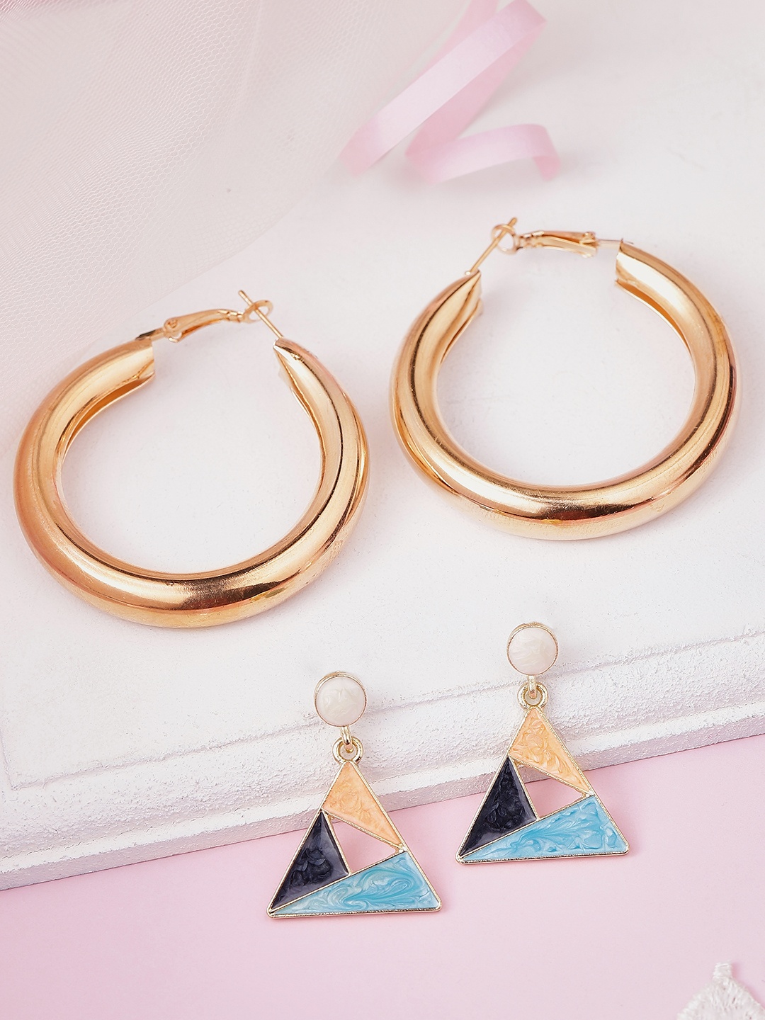 

TOKYO TALKIES X rubans FASHION ACCESSORIES Multicoloured Triangular Drop Earrings, Multi