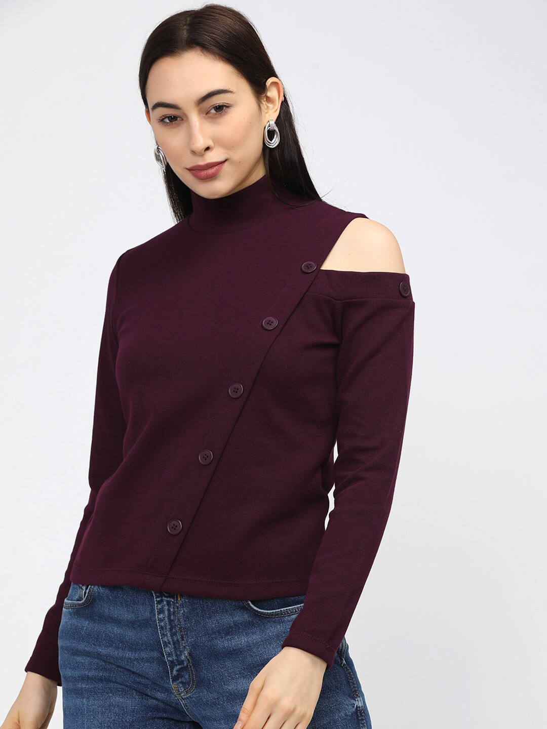 

Tokyo Talkies Maroon Knitted Top