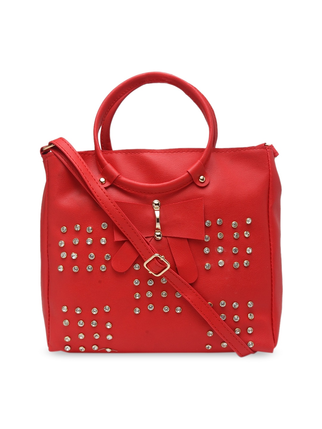 

borse lele Red Embellished PU Oversized Shopper Handheld Bag
