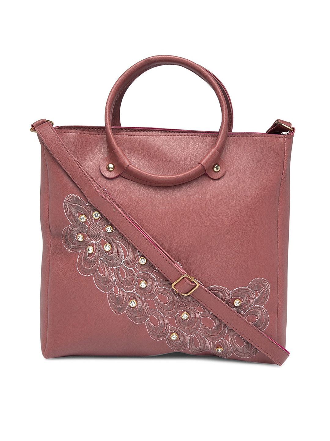 

borse lele Mauve Embellished Structured Handheld Bag