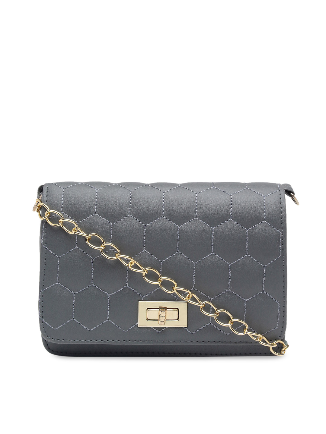 

borse lele Grey Textured PU Structured Shoulder Bag with Tasselled